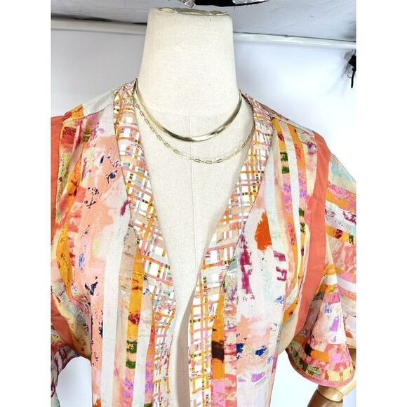 Anthropologie Floreat Kimono Top Jacket Boho Art Wear Abstract OSFM - Picture 16 of 16